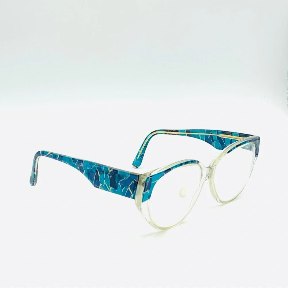 Vintage Blue Translucent Oval Sunglasses Frames